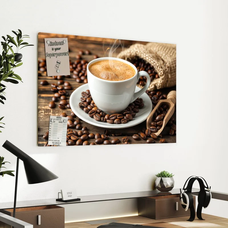 Metall Magnettafel - Kaffee mit Holzschaufel