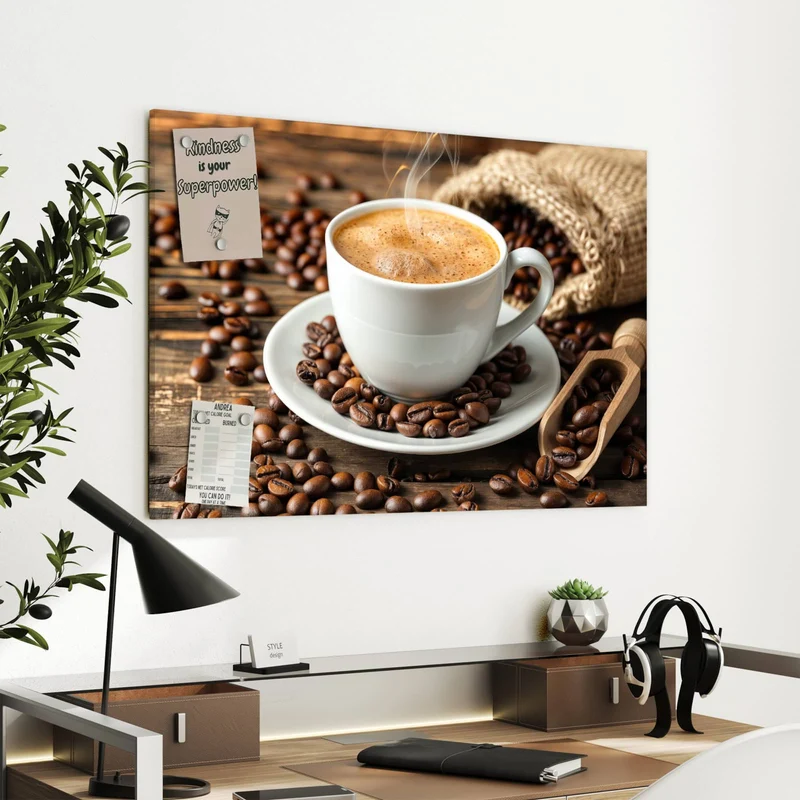 Metall Magnettafel - Kaffee mit Holzschaufel