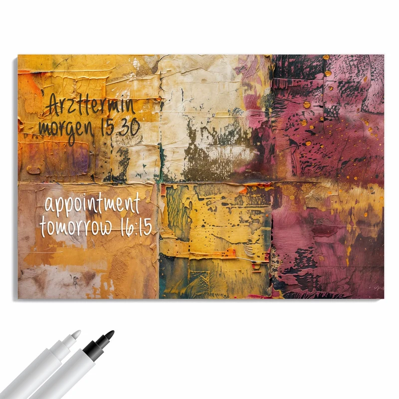Metall Magnettafel - Papiercollage in Ocker