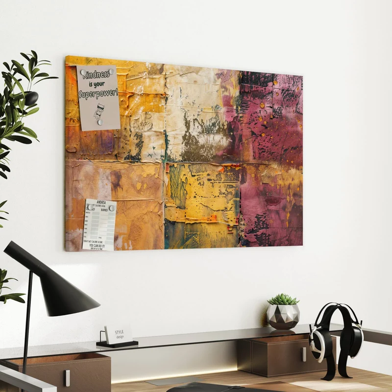 Metall Magnettafel - Papiercollage in Ocker