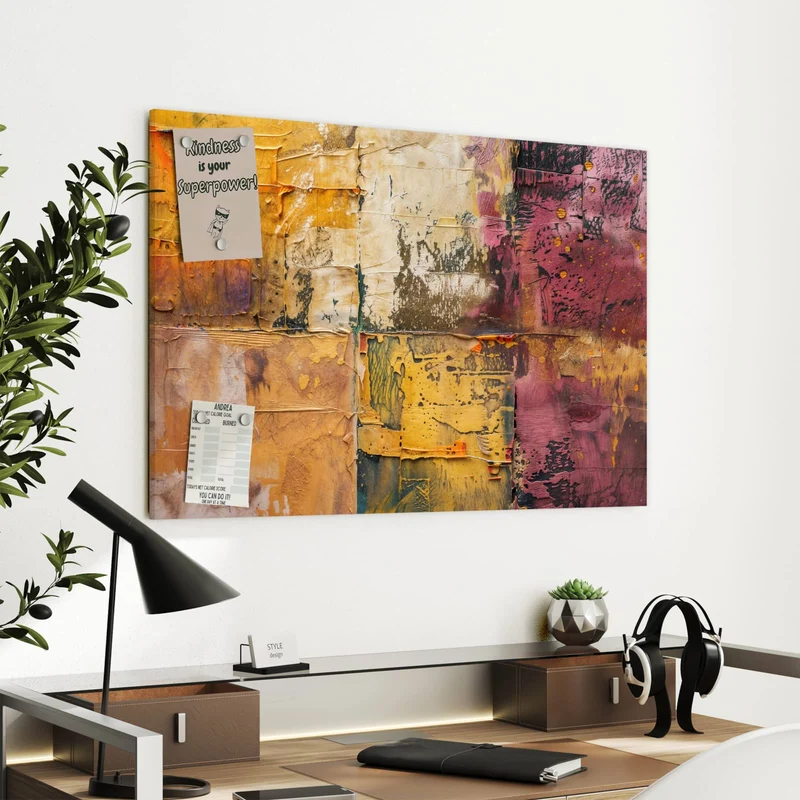 Metall Magnettafel - Papiercollage in Ocker