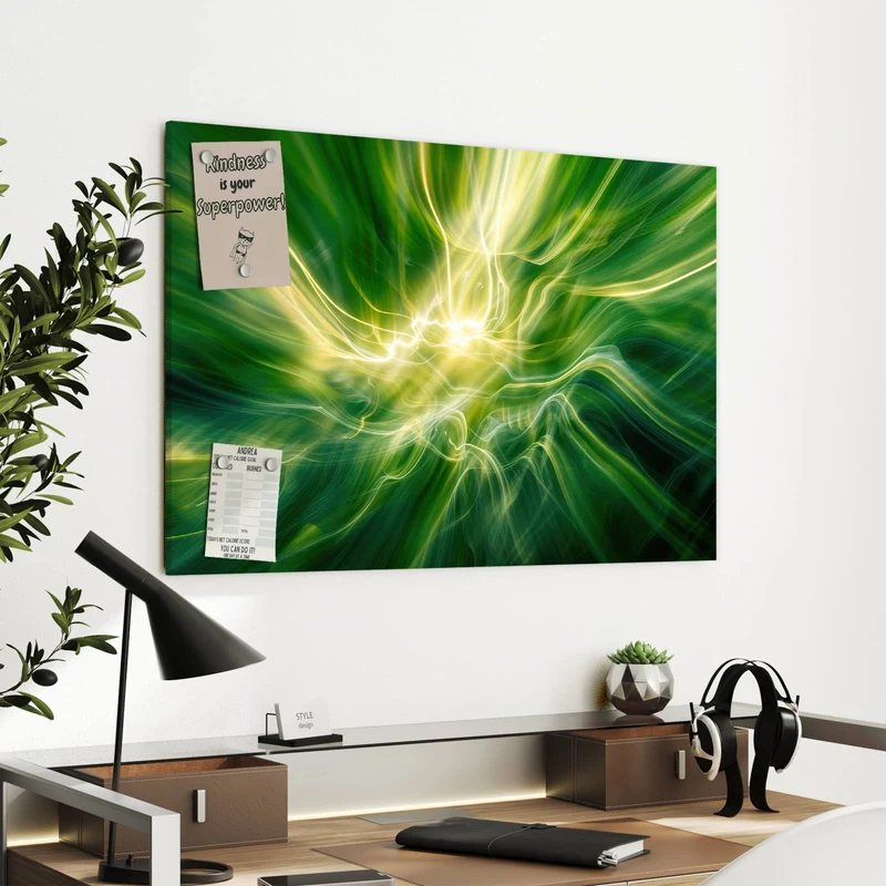 Metall Magnettafel - Grüner Lichtwirbel