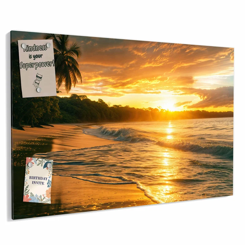 Metall Magnettafel - Palme im Abendgold