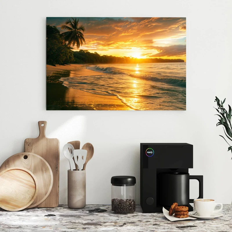 Metall Magnettafel - Palme im Abendgold