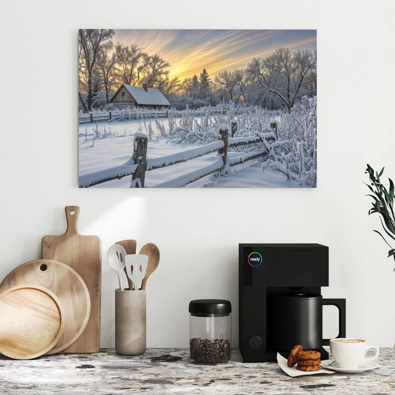 Metall Magnettafel - Verschneites Landhaus