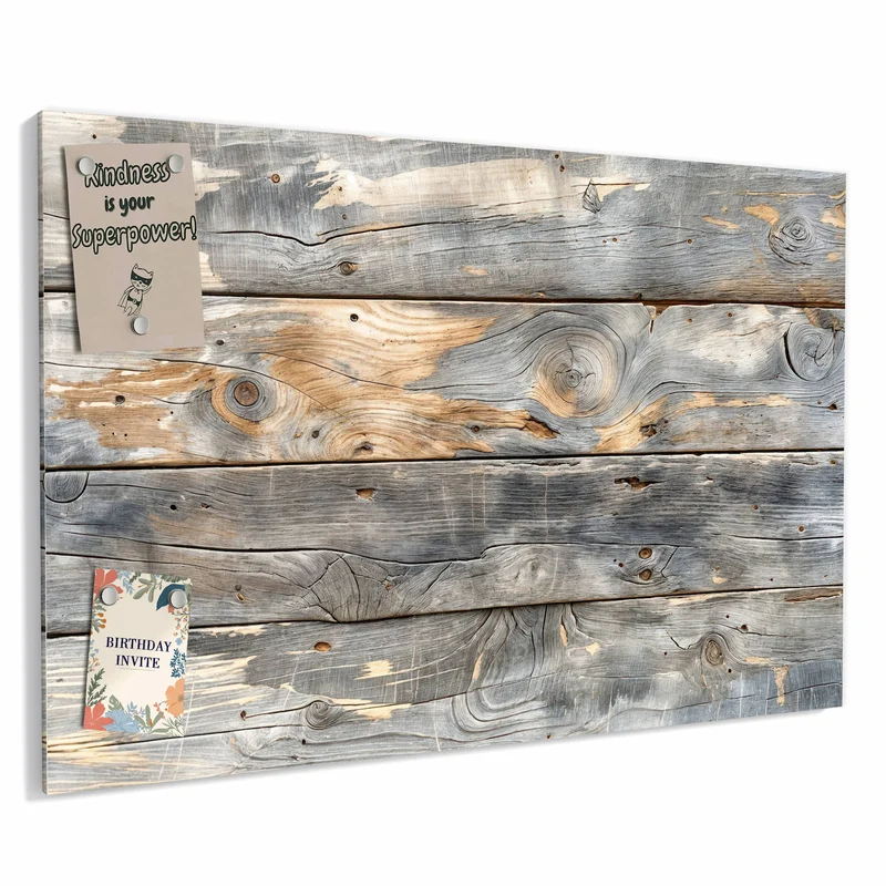Metall Magnettafel - Graue Holzplanken