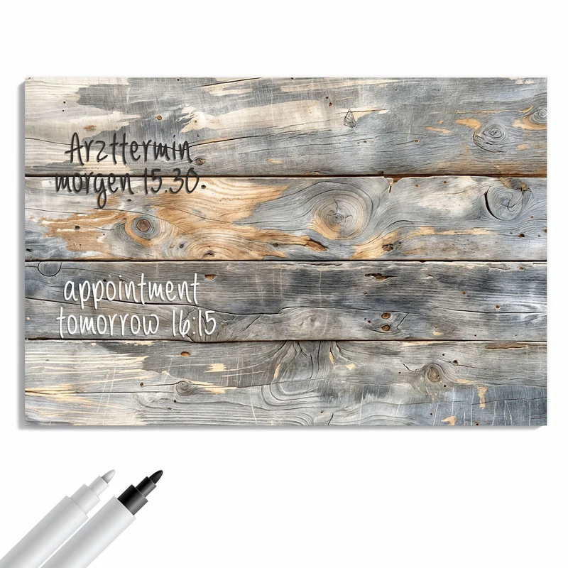Metall Magnettafel - Graue Holzplanken