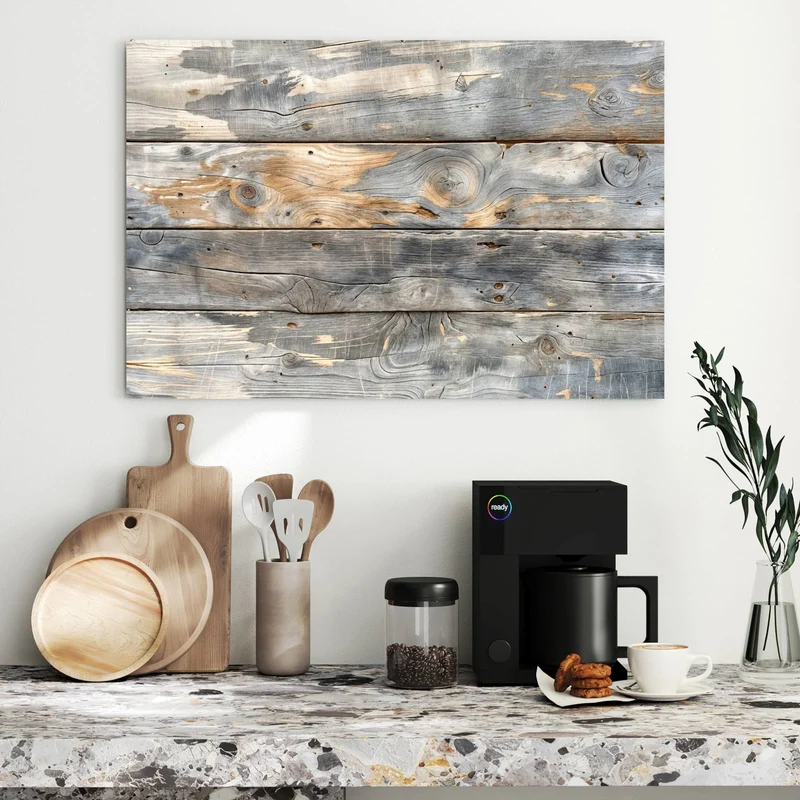 Metall Magnettafel - Graue Holzplanken