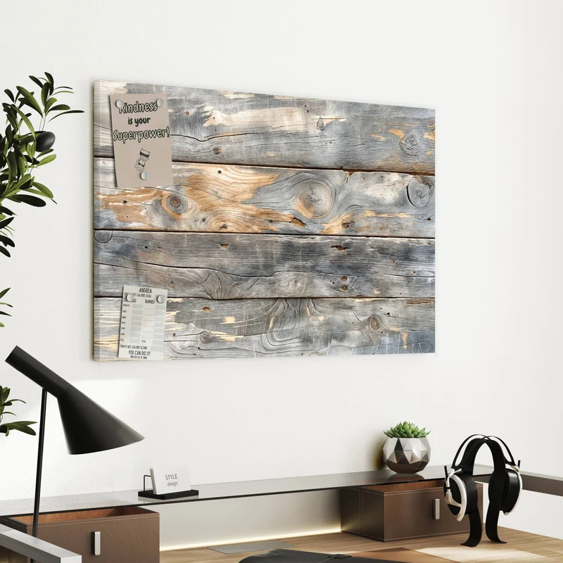 Metall Magnettafel - Graue Holzplanken