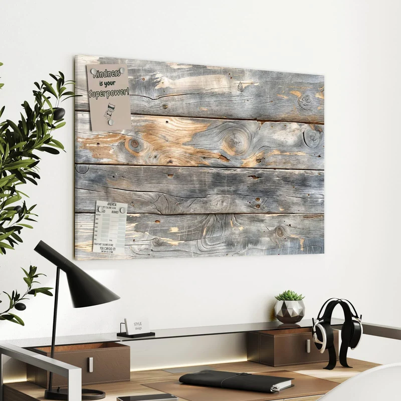 Metall Magnettafel - Graue Holzplanken