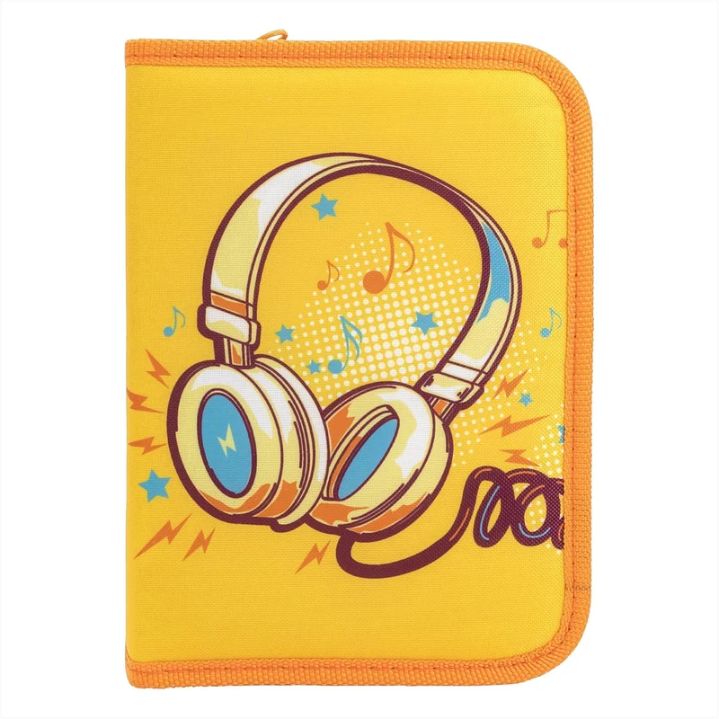 Idena Federmappe Sound Kopfhörer-Design Gelb-Orange - Komplett-Set 28 Teile
