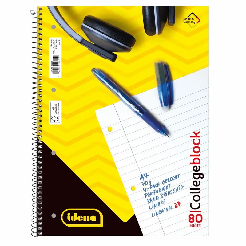Idena Collegeblock Lineatur 27 liniert mit Doppelrand 80 Blatt 70g/m² DIN A4