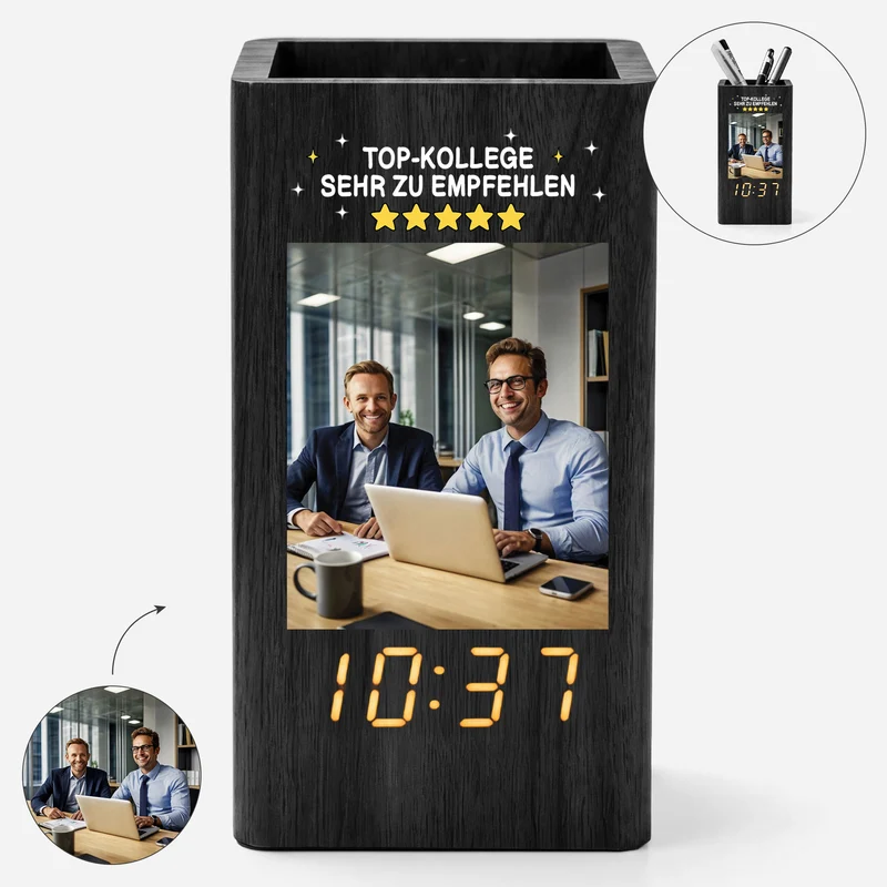 Top-Kollege Sehr Zu Empfehlen - Personalisierte Geschenke Foto | Stiftehalter Mit Uhr