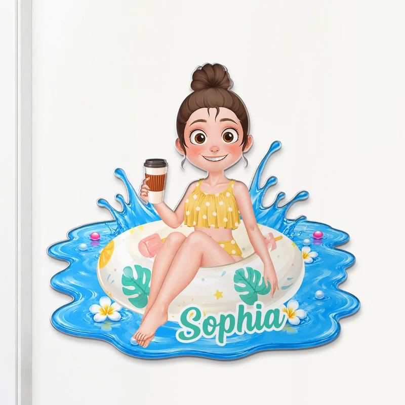 Sommer Damen Cartoon - Personalisiertes Geschenk | Acryl Magnet