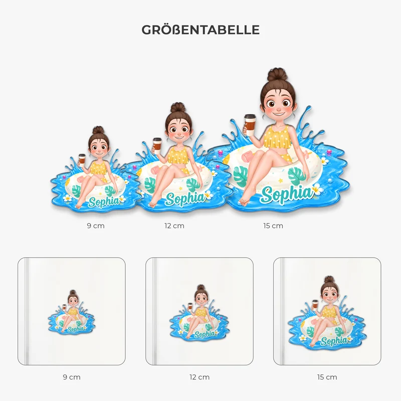 Sommer Damen Cartoon - Personalisiertes Geschenk | Acryl Magnet