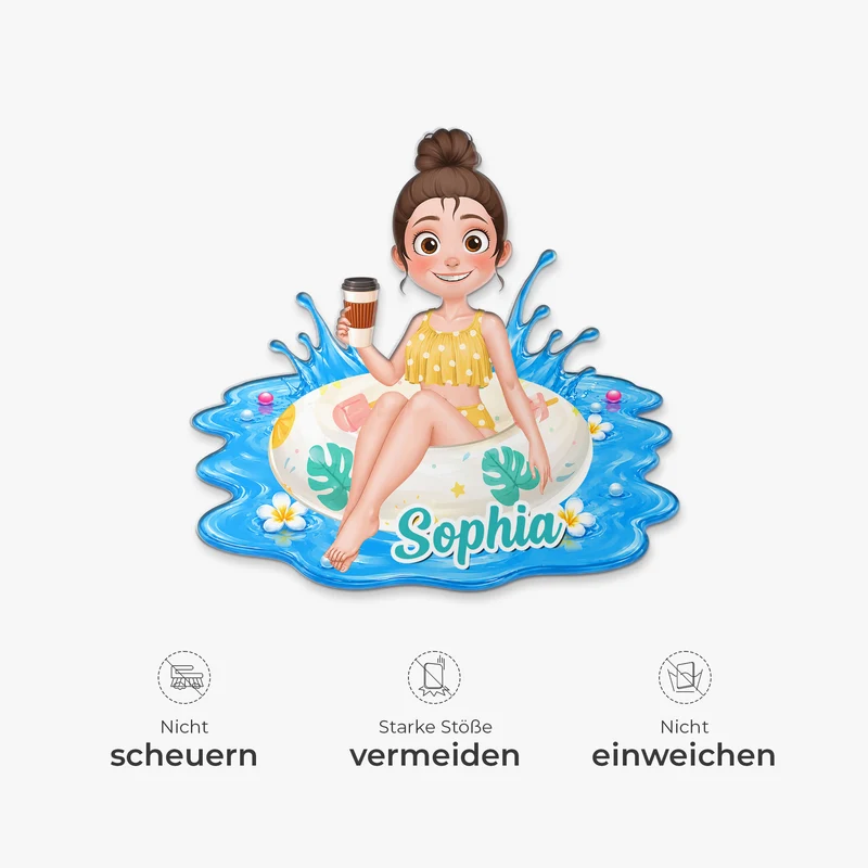 Sommer Damen Cartoon - Personalisiertes Geschenk | Acryl Magnet