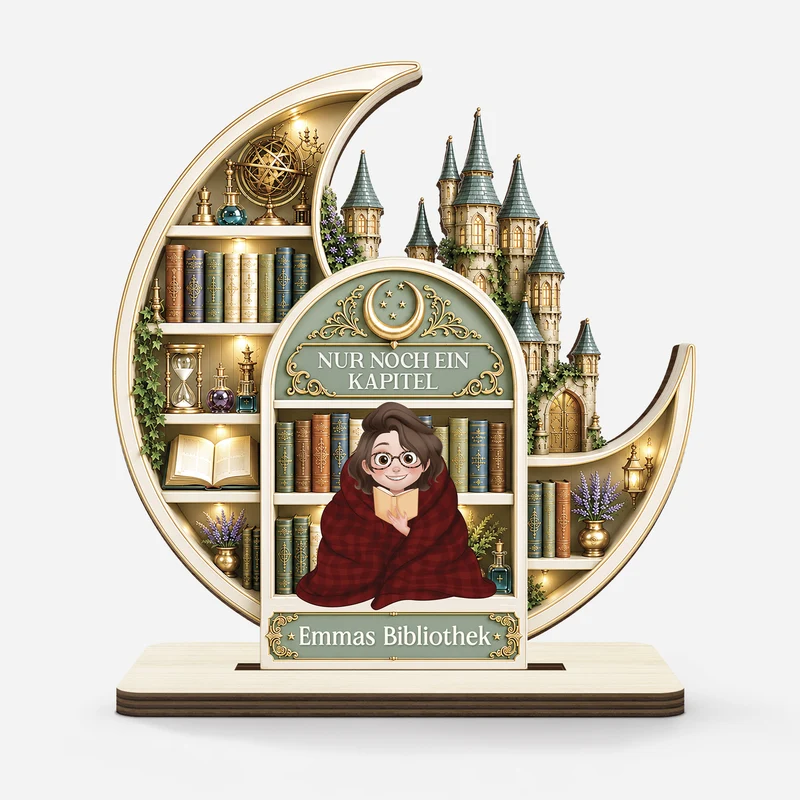 [3D-Optik] Ein Mädchen Das Bücher Liebt - Personalisiertes Geschenk | Holzaufsteller Mit Standfuß Leseratten Männer Frauen