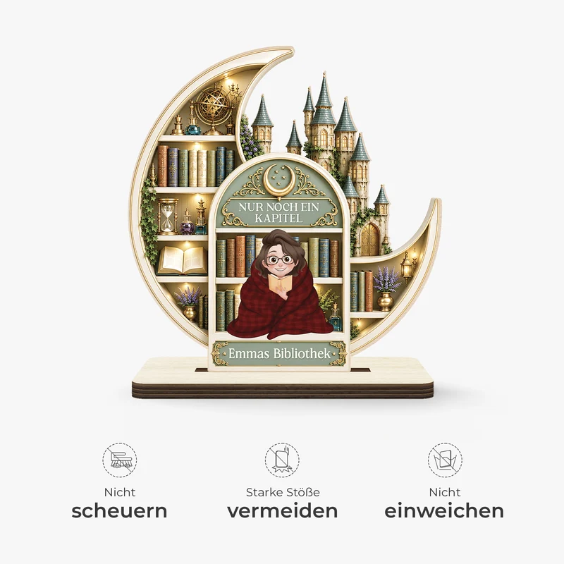 [3D-Optik] Ein Mädchen Das Bücher Liebt - Personalisiertes Geschenk | Holzaufsteller Mit Standfuß Leseratten Männer Frauen