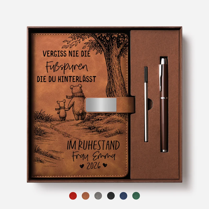 Vergiss Nie Die Fußspuren Die Du Hinterlässt - Personalisierte Geschenke Zum Ruhestand | Notizbuch Mit Stift