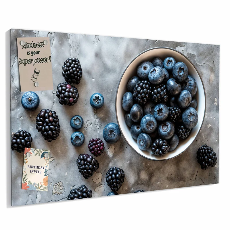 Metall Magnettafel - Schale mit Blaubeeren