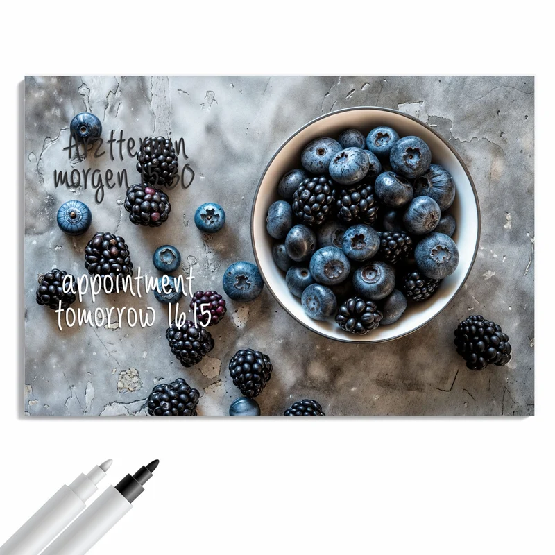 Metall Magnettafel - Schale mit Blaubeeren