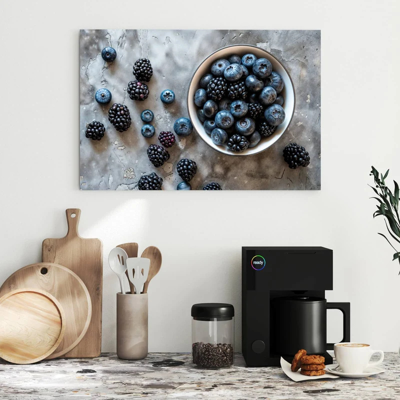 Metall Magnettafel - Schale mit Blaubeeren