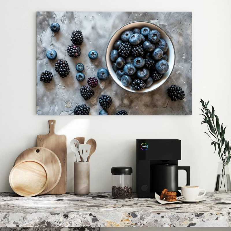 Metall Magnettafel - Schale mit Blaubeeren