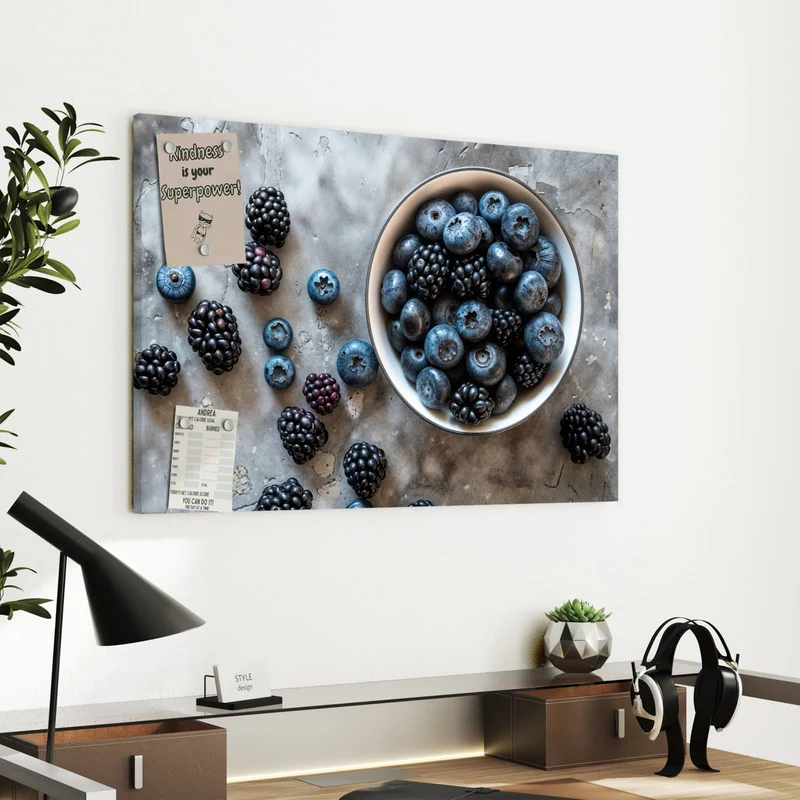 Metall Magnettafel - Schale mit Blaubeeren