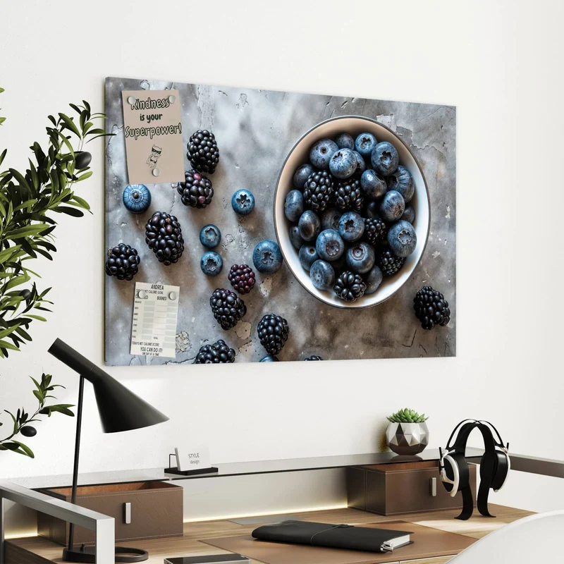 Metall Magnettafel - Schale mit Blaubeeren