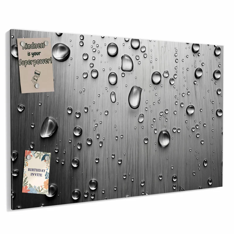 Metall Magnettafel - Wassertropfen auf Metall