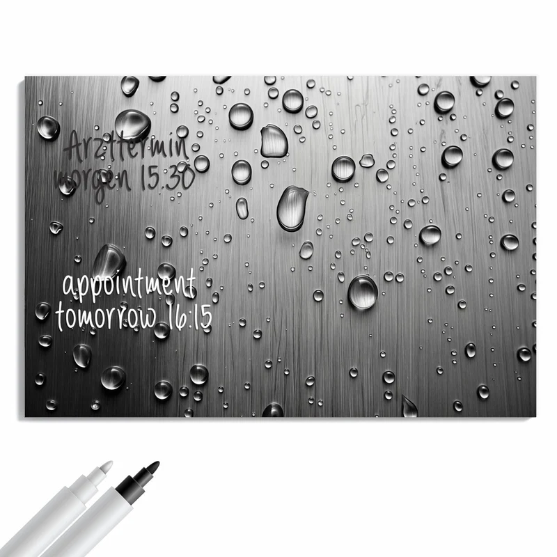 Metall Magnettafel - Wassertropfen auf Metall