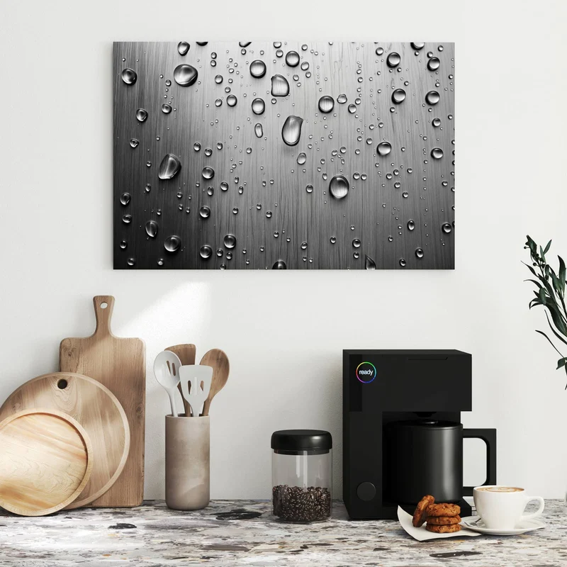 Metall Magnettafel - Wassertropfen auf Metall