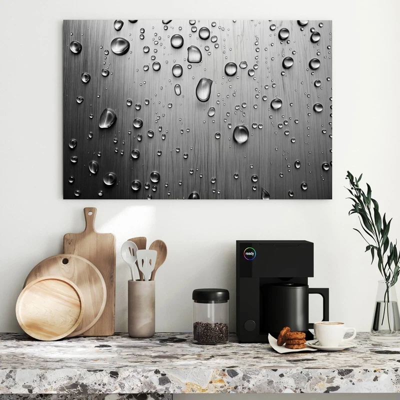 Metall Magnettafel - Wassertropfen auf Metall