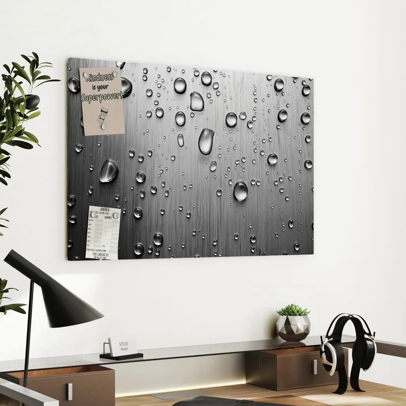 Metall Magnettafel - Wassertropfen auf Metall