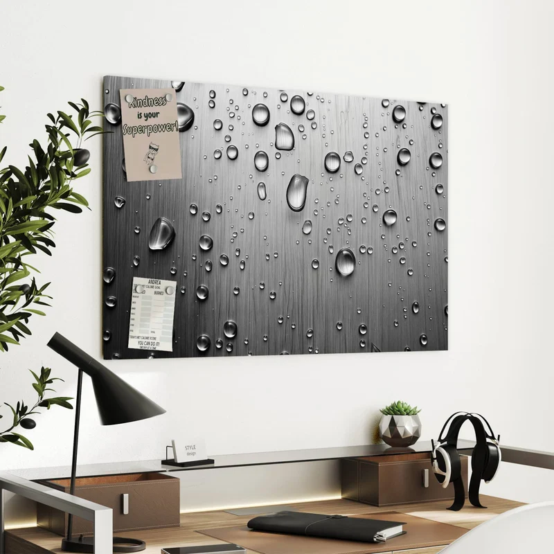 Metall Magnettafel - Wassertropfen auf Metall