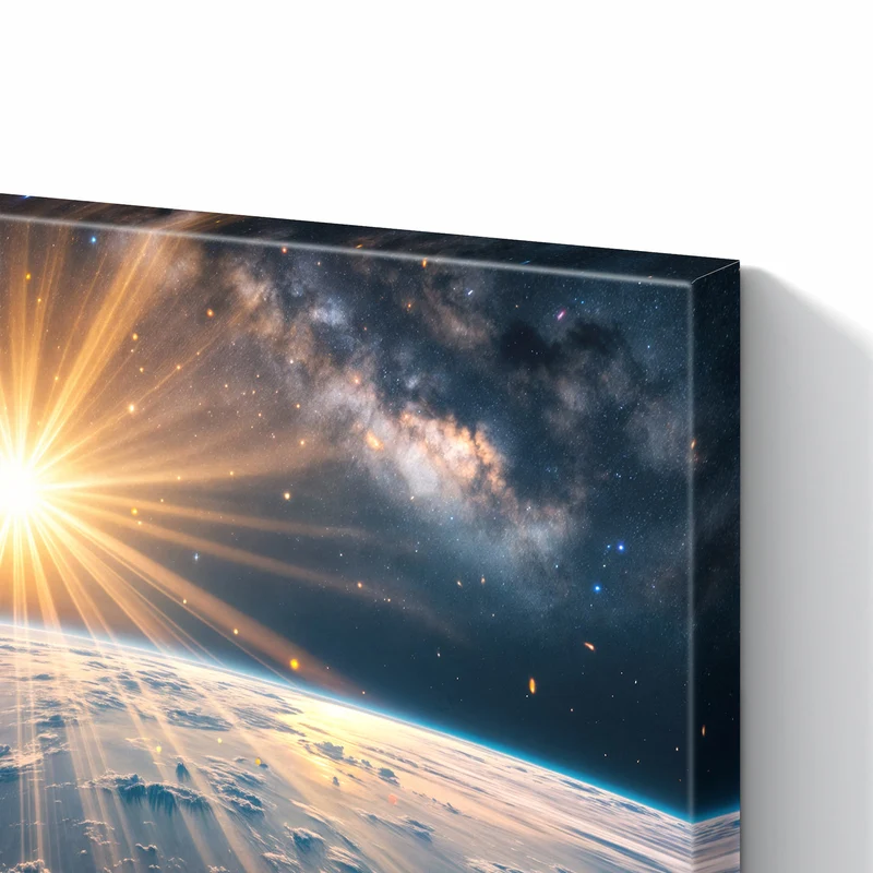 Metall Magnettafel - Sonne über blauer Erde