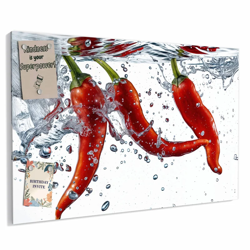 Metall Magnettafel - Drei Chilis im Wasser