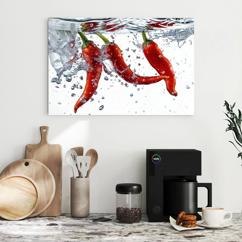 Metall Magnettafel - Drei Chilis im Wasser