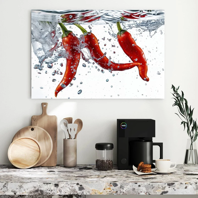 Metall Magnettafel - Drei Chilis im Wasser