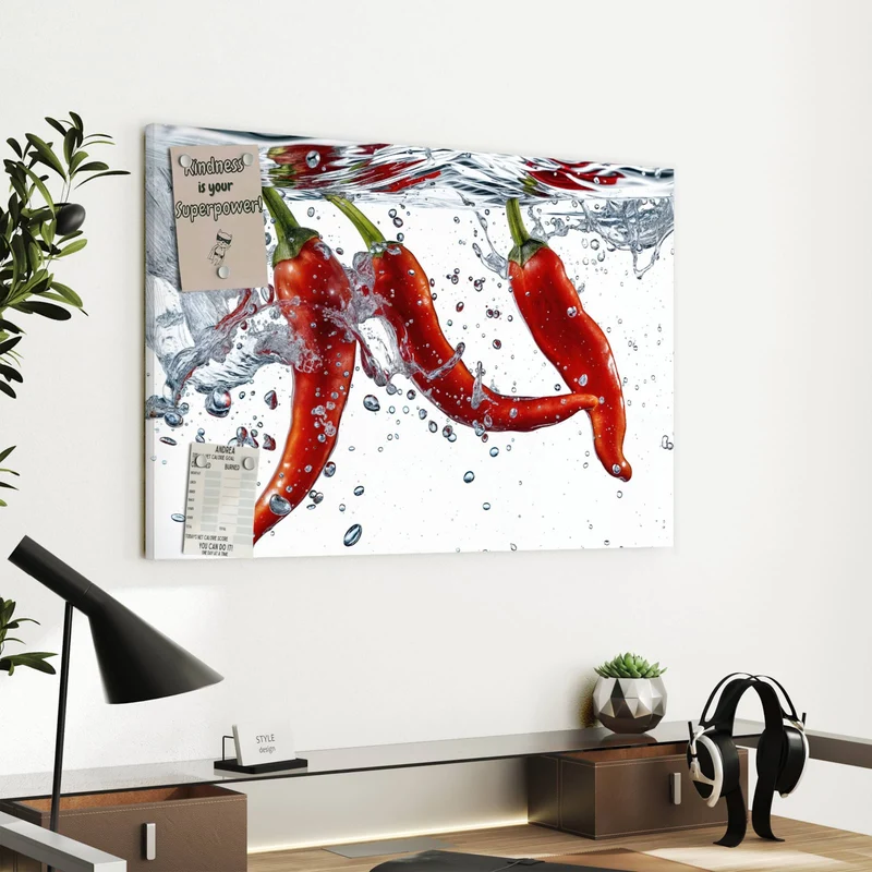 Metall Magnettafel - Drei Chilis im Wasser