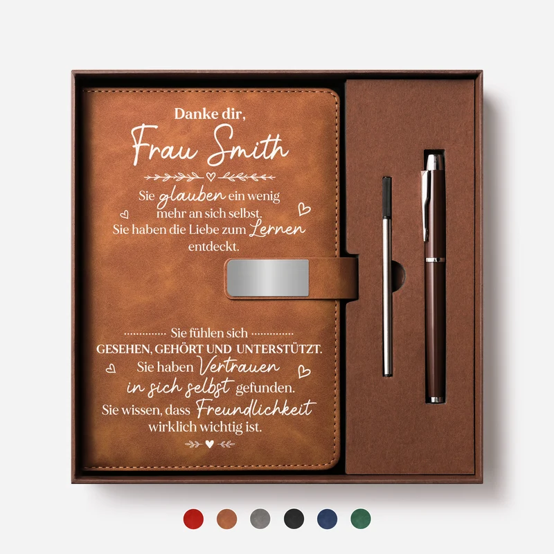 Danke Lehrerin Spruch - Personalisiertes Geschenk | Notizbuch Mit Stift