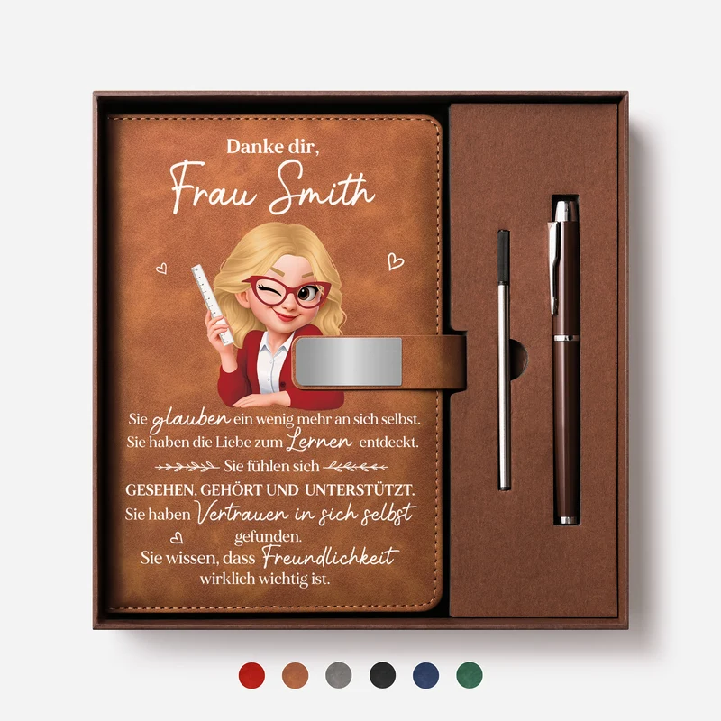 Danke Lehrerin Text - Personalisiertes Geschenk | Notizbuch Mit Stift