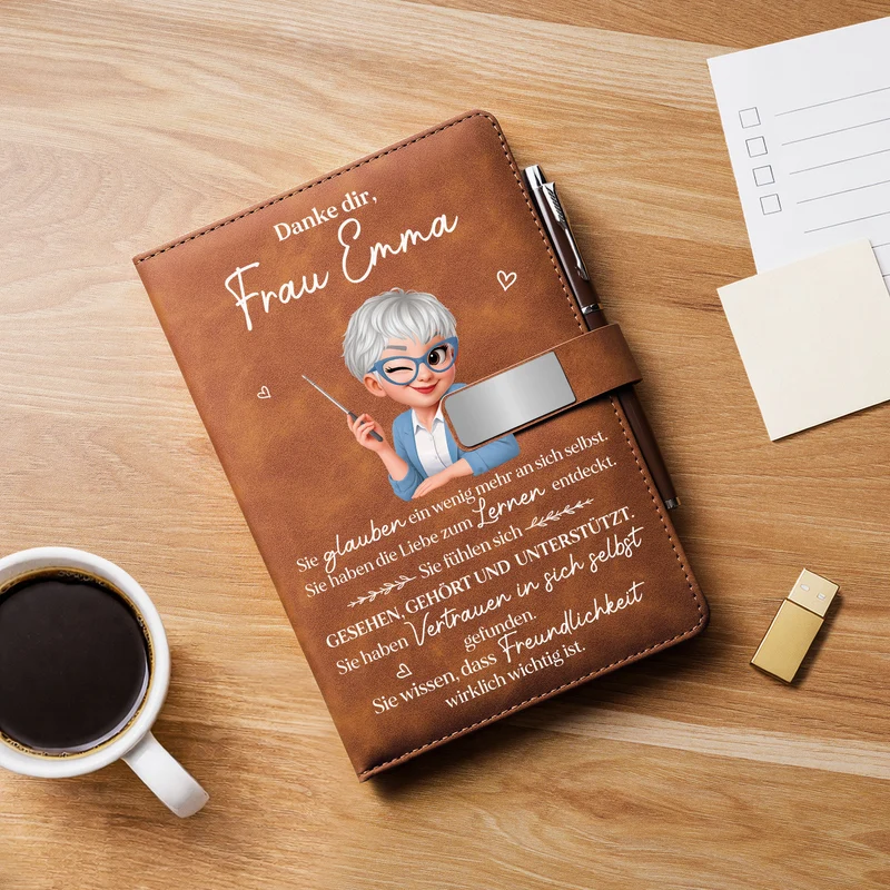 Danke Lehrerin Text - Personalisiertes Geschenk | Notizbuch Mit Stift