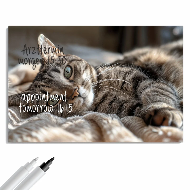 Metall Magnettafel - Gemütliche Katze