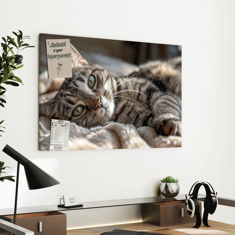 Metall Magnettafel - Gemütliche Katze