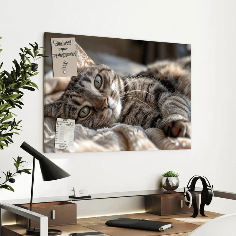 Metall Magnettafel - Gemütliche Katze
