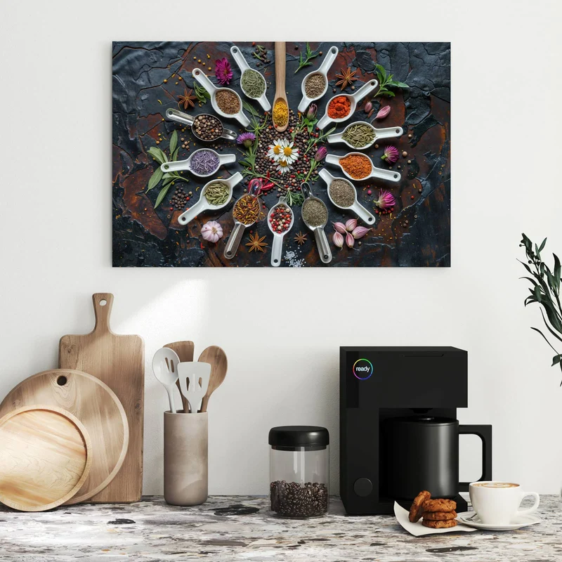 Metall Magnettafel - Gewürzkreis mit Löffeln