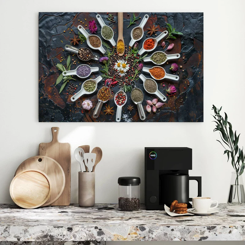 Metall Magnettafel - Gewürzkreis mit Löffeln