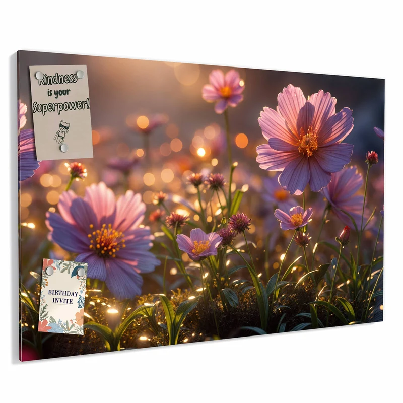 Metall Magnettafel - Rosa Blütenwiese