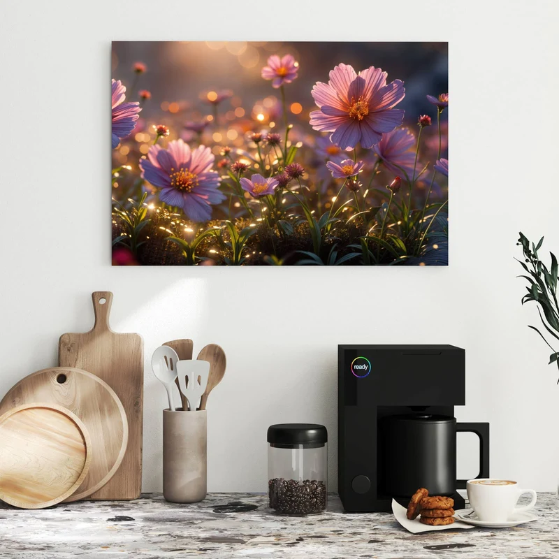 Metall Magnettafel - Rosa Blütenwiese